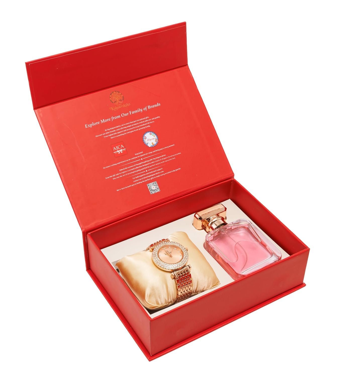 Women’s Gift Set – Rose Gold Designer Watch & long Lasting Perfume Bottle - Image 3