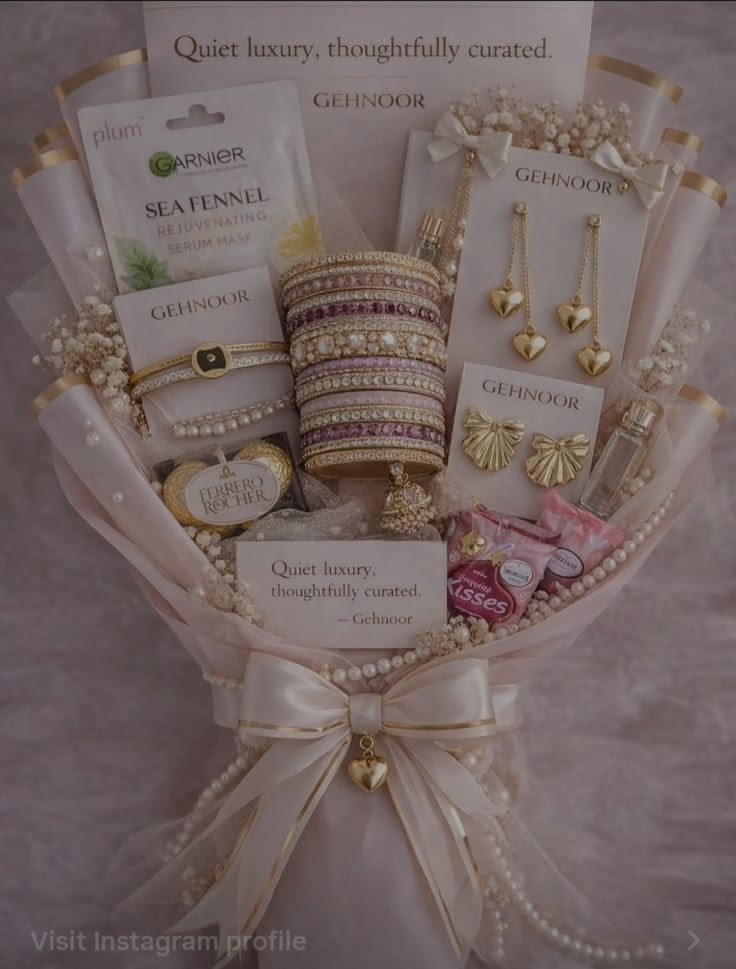 Premium Blush Pink Gift Bouquet: Gehnoor Accessories, Skincare & Chocolates